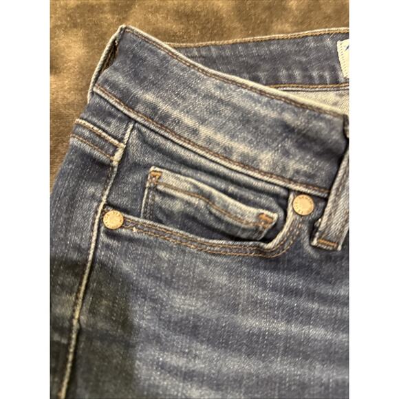 Paige Denim-Womens Kylie Crop-Denim Dark Wash Distressed Hem Jeans-Size W25 - Picture 7 of 16